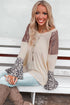 Sequin Patchwork Bell Sleeve V Neck Tunic Top